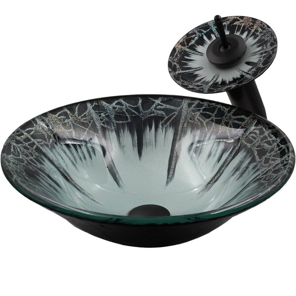 Novatto CREDERE Glass Vessel Sink and Faucet Set in Matte Black NSFC-G19012001MB - main